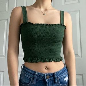 Me To We Cropped Green Ruched Tank